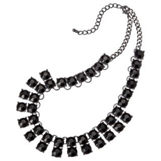 Stone Collar Short Necklace   Black