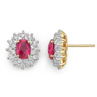 Lab Created Ruby & White Sapphire Earrings, Yellow, Womens