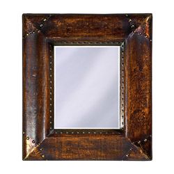 Boardwalk 30x34 inch Mirror (BrownMaterials Wood frame with faux leather upholstery and metal accentsPatterns Saddle brown mottled faux leatherOrientation Rectangle Includes hardware to hang mirror vertically or horizontally Dimensions 30 inches long 