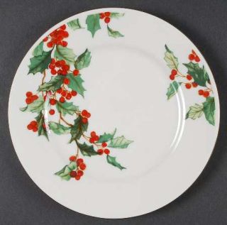 Lynns China Holly Berries Salad Plate, Fine China Dinnerware   Christmas, Holly