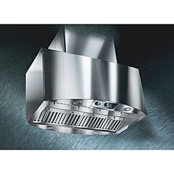Kobe Range Hoods Is 21 Series 36 Width  Island Range Hood (Stainless SteelFinish SatinMaterial 18 Gauge Commercial Grade Stainless SteelOverall Dimensions 35.75 inches wide x 16.5 inch diameter x 18 inches highTop Transition Rectangular to 8 inch Roun