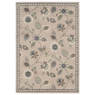 Casual Floral Stone/ Blue Area Rug (67 X 93)