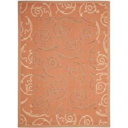 Poolside Terracotta/ Cream Indoor Outdoor Rug (53 X 77)