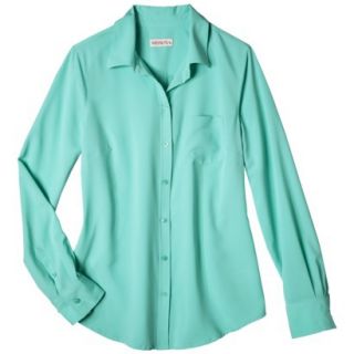 Merona Womens Plus Size Long Sleeve Button Down Shirt   Green 2