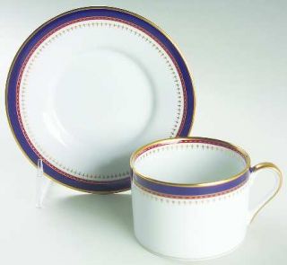 Fitz & Floyd Starburst Flat Cup & Saucer Set, Fine China Dinnerware   Cobalt Ban