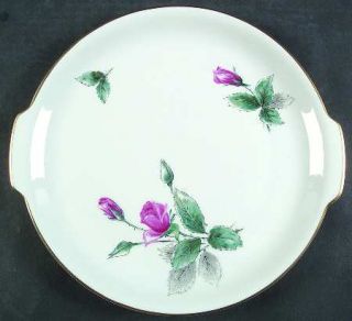 Stonegate Sonata Handled Cake Plate, Fine China Dinnerware   Pink Roses, Green &