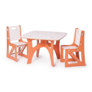 Sprout Kids 3 Piece Table and Chair Set KT2C001 Color Orange Sides, White Seat