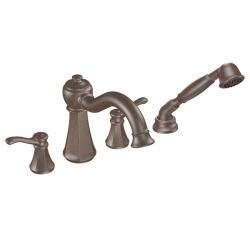Moen Oil Rubbed Bronze Double handle High Arc Roman Tub Faucet With Hand Shower