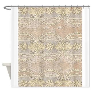  Vintage Yellow Floral Lace Shower Curtain  Use code FREECART at Checkout