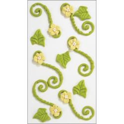 Jolees Confections Green Icing Flourishes W/ Yellow Flowers Stickers
