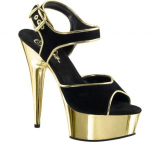 Womens Pleaser Delight 609 15   Black Suede/Gold Chrome High Heels