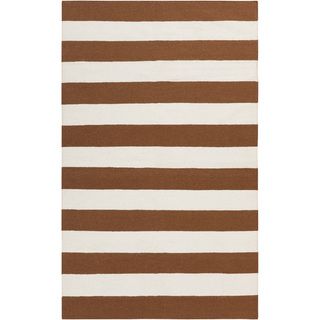 Handwoven Caramelstripe Sepia Wool Rug (8 X 11)