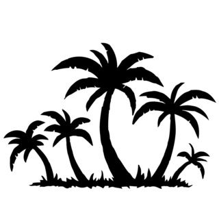 Palm Trees On The Beach Vinyl Wall Decal (Glossy blackEasy to applyDimensions 25 inches wide x 35 inches long )