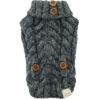 FouFou Dog Aspen Knit Turtleneck Pet Sweater, Charcoal