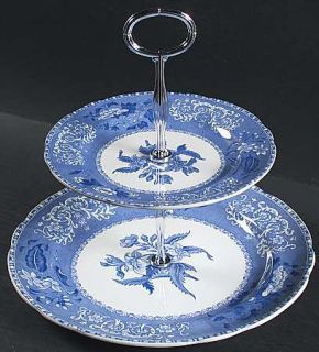 Spode Camilla Blue (Earthenware,Scalloped)  2 Tiered Serving Tray (Dp, Sp), Fine
