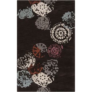Mike Farrell Hand tufted Mod Medallion Espresso Abstract Rug (33 X 53)