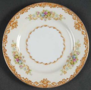 Jyoto Jyo7 Bread & Butter Plate, Fine China Dinnerware   Tan Scroll Edge,Floral