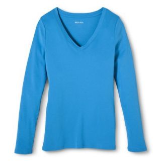 Womens Ultimate Long Sleeve V Neck Tee   Brilliant Blue   XXL