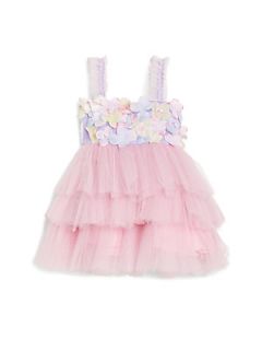 Infants Floral Applique Dress   Pink