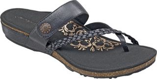 Womens Aetrex Lena   Black Leather Sandals