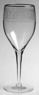 American Manor Chantilly Water Goblet   Stem #17702, Etched, Platinum Trim