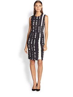 Etro Printed Sheath Dress   Black White