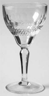 Unknown Crystal Unk6586 Wine Glass   Crosshatch&Oval Cuts,Multisided,Cut Foot