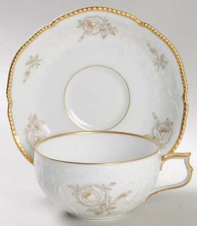 Rosenthal   Continental Gold Rose Flat Cup & Saucer Set, Fine China Dinnerware  