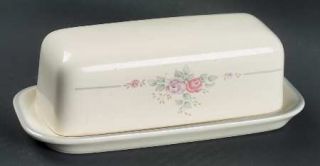 Pfaltzgraff Trousseau 1/4 Lb Covered Butter, Fine China Dinnerware   Ivory,Pink&