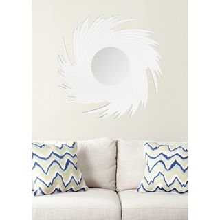Safavieh Nouveau Wave White Mirror (White Materials MDF and glassFinish White Dimensions 36 inches high x 36 inches wide x 0.79 inches deepMirror Only Dimensions 14 inches diameterThis product will ship to you in 1 box.Furniture arrives fully assemble