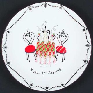 Lenox China Merry & Bright A Time For Dessert/Pie Plate, Fine China Dinnerware  