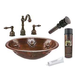 Premier Copper Products Widespread Oval Star Faucet Package (Oil Rubbed BronzeInner Dimension 17 inches x 12 inches x 6 inchesOuter Dimension 19 inches x 14 inches x 6 inchesInstallation Type Self Rimming Surface MountDrain Size 1.5 inches Non Overflow