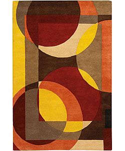 Hand tufted Bold Mandara Wool Rug (79 Round) (MultiPattern GeometricMeasures 0.75 inch thickTip We recommend the use of a non skid pad to keep the rug in place on smooth surfaces.All rug sizes are approximate. Due to the difference of monitor colors, so