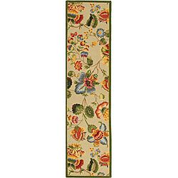 Hand hooked Transitional Sage Wool Runner (26 X 10) (GreenPattern FloralMeasures 0.375 inch thickTip We recommend the use of a non skid pad to keep the rug in place on smooth surfaces.All rug sizes are approximate. Due to the difference of monitor color