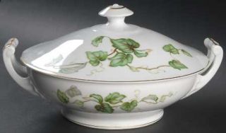 Sone Moss Ivy Round Covered Vegetable, Fine China Dinnerware   Green Ivy Leaves