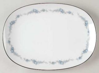 Noritake Barcarolle 11 Oval Serving Platter, Fine China Dinnerware   Blue Flowe