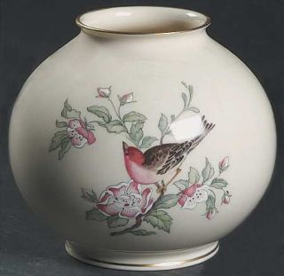Lenox China Serenade 4 Vase, Fine China Dinnerware   Pink Flowers,Green Leaves&