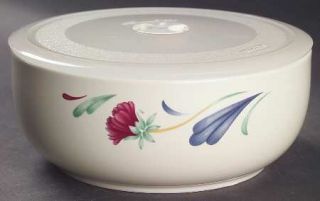 Lenox China Poppies On Blue (For The Blue) Medium Serve & Store Bowl with Lid, F