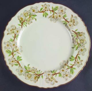 Syracuse Orchard Large Dinner Plate, Fine China Dinnerware   White Flowers,Green