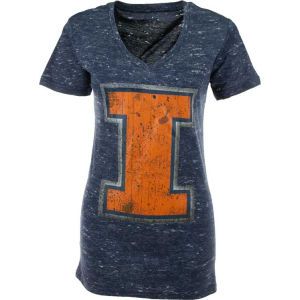 Illinois Fighting Illini NCAA Womens Antique Vneck Tri Burnout T Shirt