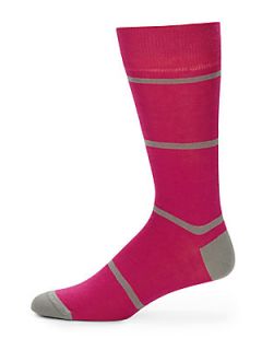 Grey Striped Socks   Pink