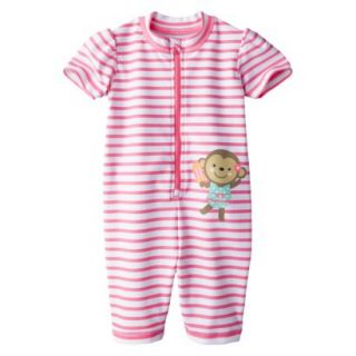 Just One You by Carters Infant Girls Striped Full Body Rashguard   Pink 9 M