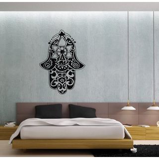 Hamsa Hand Vinyl Wall Decal (Glossy blackEasy to applyDimensions 25 inches wide x 35 inches long )