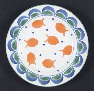 Herend Village Goldfish Salad Plate, Fine China Dinnerware   Blue&Green Design,R