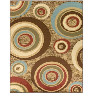 Beige/ Brown Abstract Circle Design Area Rug (311 X 53)