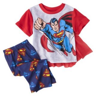 Superman Toddler Boys 2 Piece Short Sleeve Pajama Set w/ Cape   Gray 4T