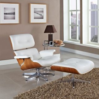 Modway Eaze Leather Lounge Chair   White Natural   EEI 208 WHI NAT