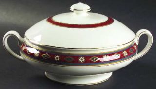 Minton Cordoba Round Covered Vegetable, Fine China Dinnerware   Red, Blue & Gold