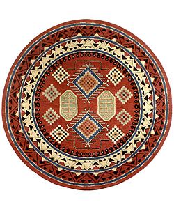 Handmade Elite Traditional Red Wool Rug (6 Round) (RedPattern GeometricMeasures 0.625 inch thickTip We recommend the use of a non skid pad to keep the rug in place on smooth surfaces.All rug sizes are approximate. Due to the difference of monitor colors