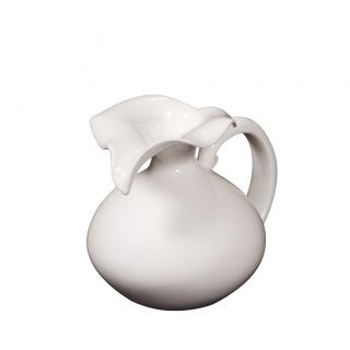 Cala Lilly 8 inch Ceramic Pitcher (WhiteDecorative/Functional DecorativeHolds Water NDimensions 8 inches high x 5 inches wide x 6 inches deep )